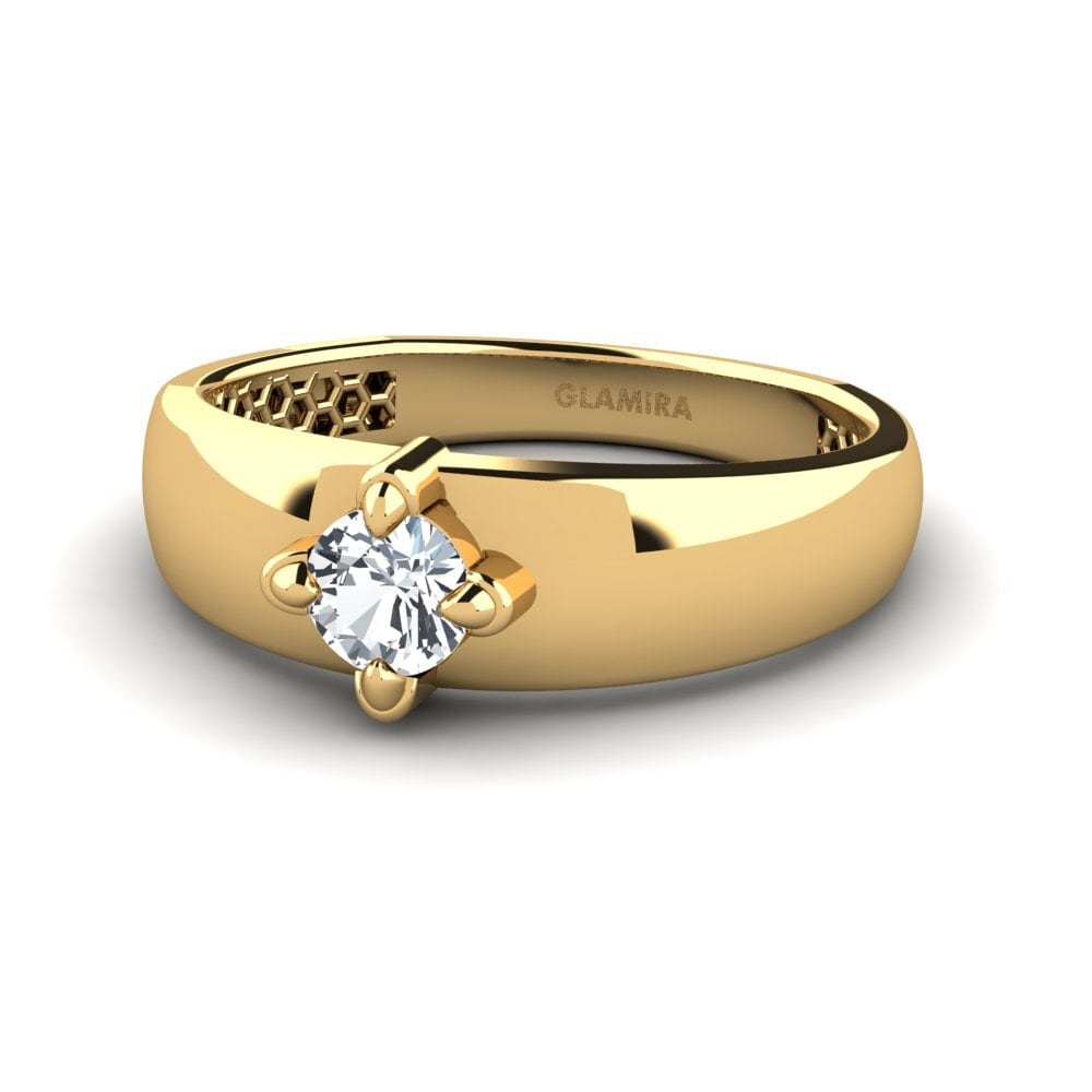 9ct Yellow Gold White Zircon Men's Ring Viaggio