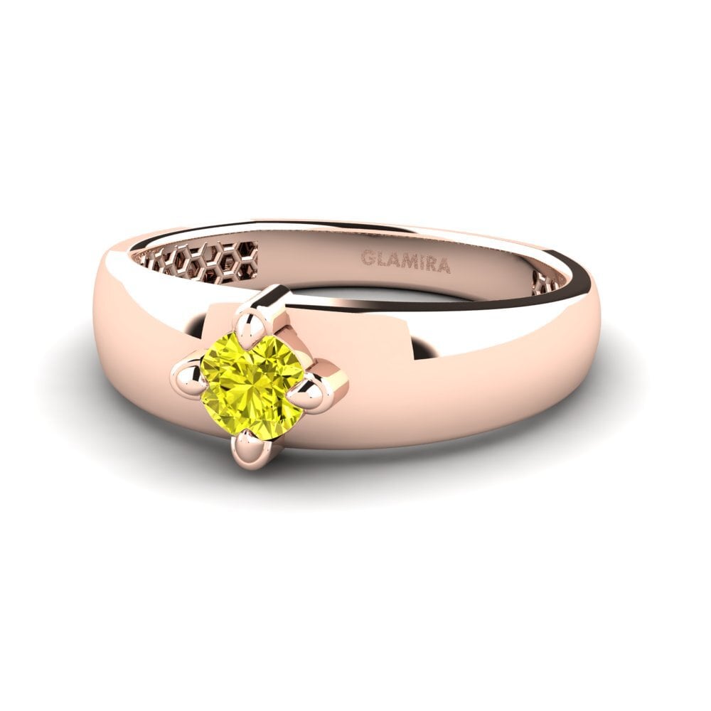 Oro Rosso 750 Diamante Giallo Anello da uomo Viaggio