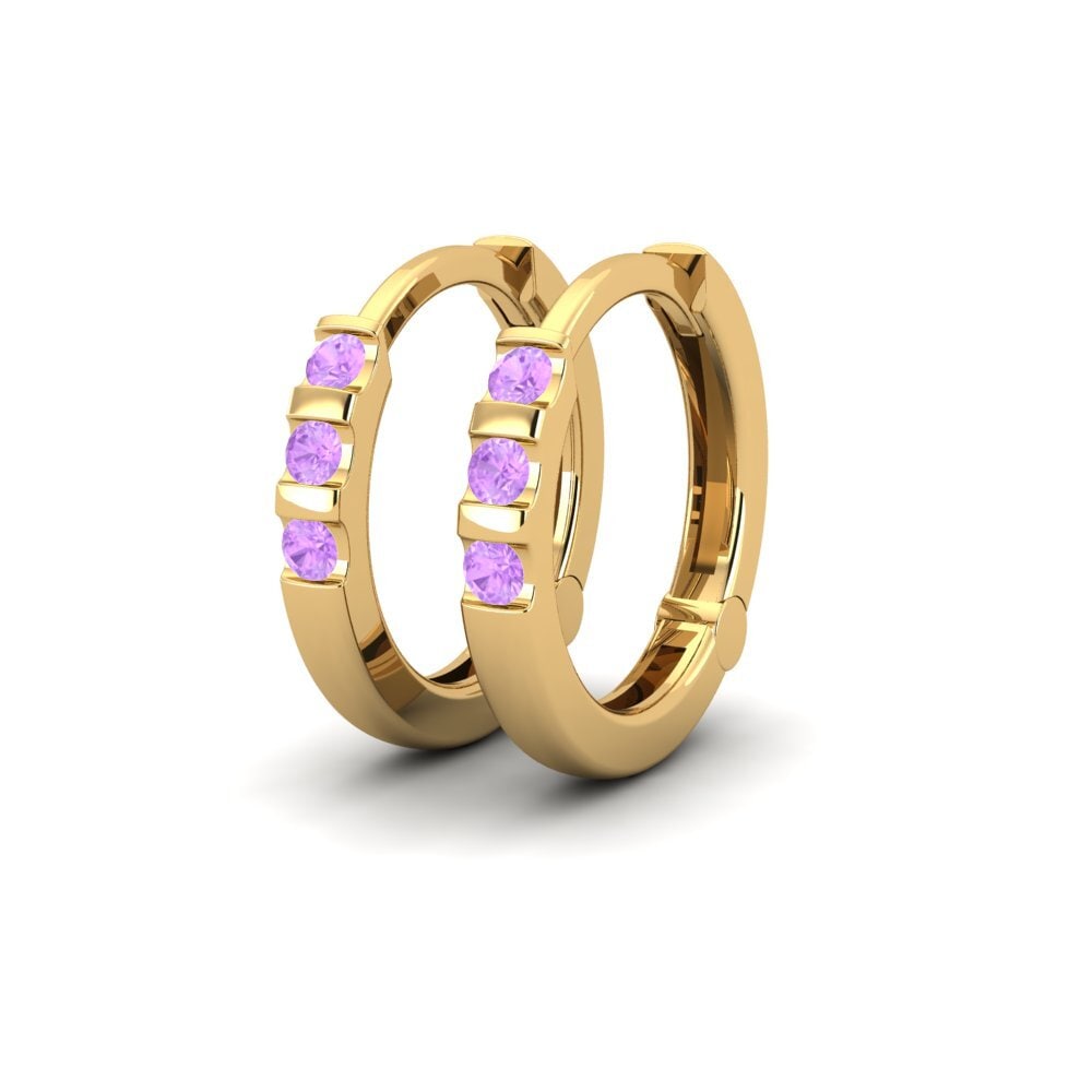 14k Oro Amarillo Amatista Pendiente de mujer Vicental