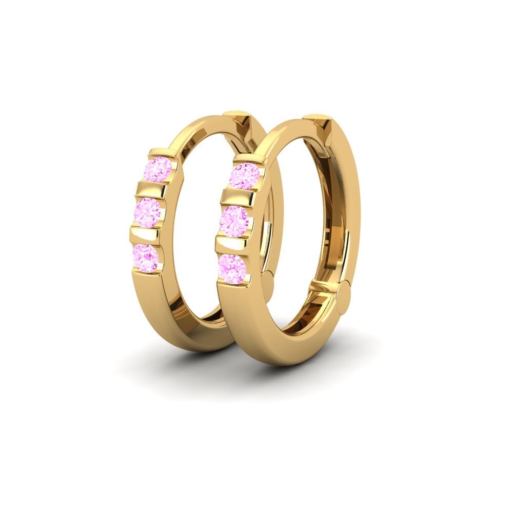 9k Oro Amarillo Zafiro Rosado Pendiente de mujer Vicental