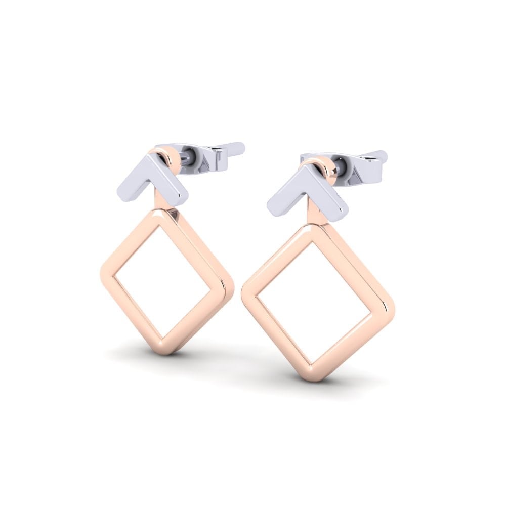 9k Oro Rosa/Blanco Pendientes Vicki