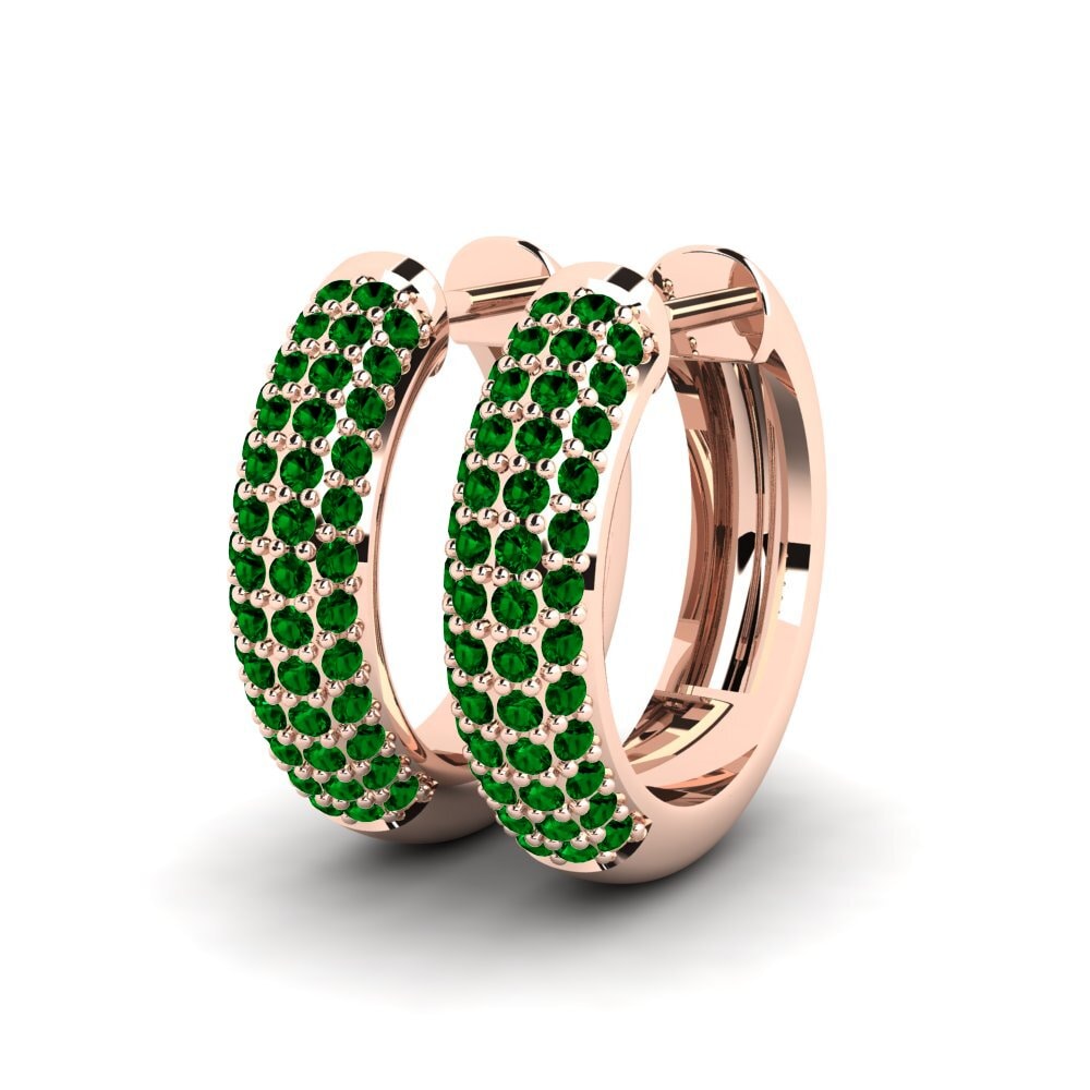 14k Oro Rosa Circonita Verde Pendiente de mujer Vicky