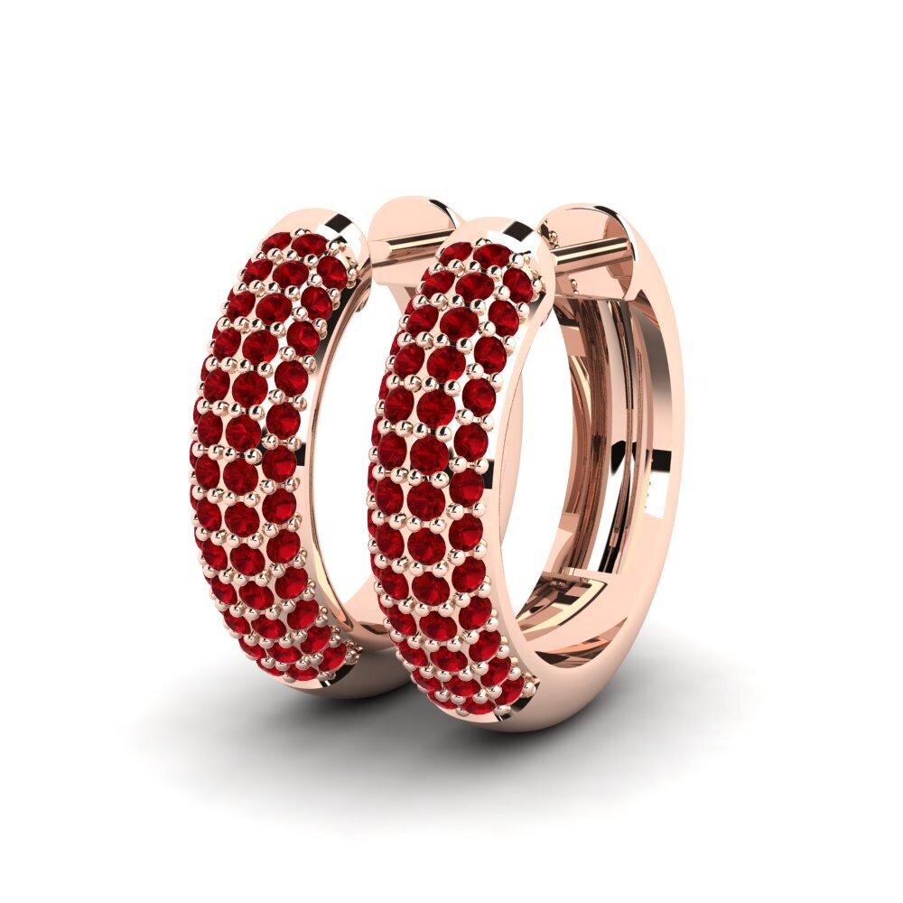 14k Oro Rosa Circonita Roja Pendiente de mujer Vicky
