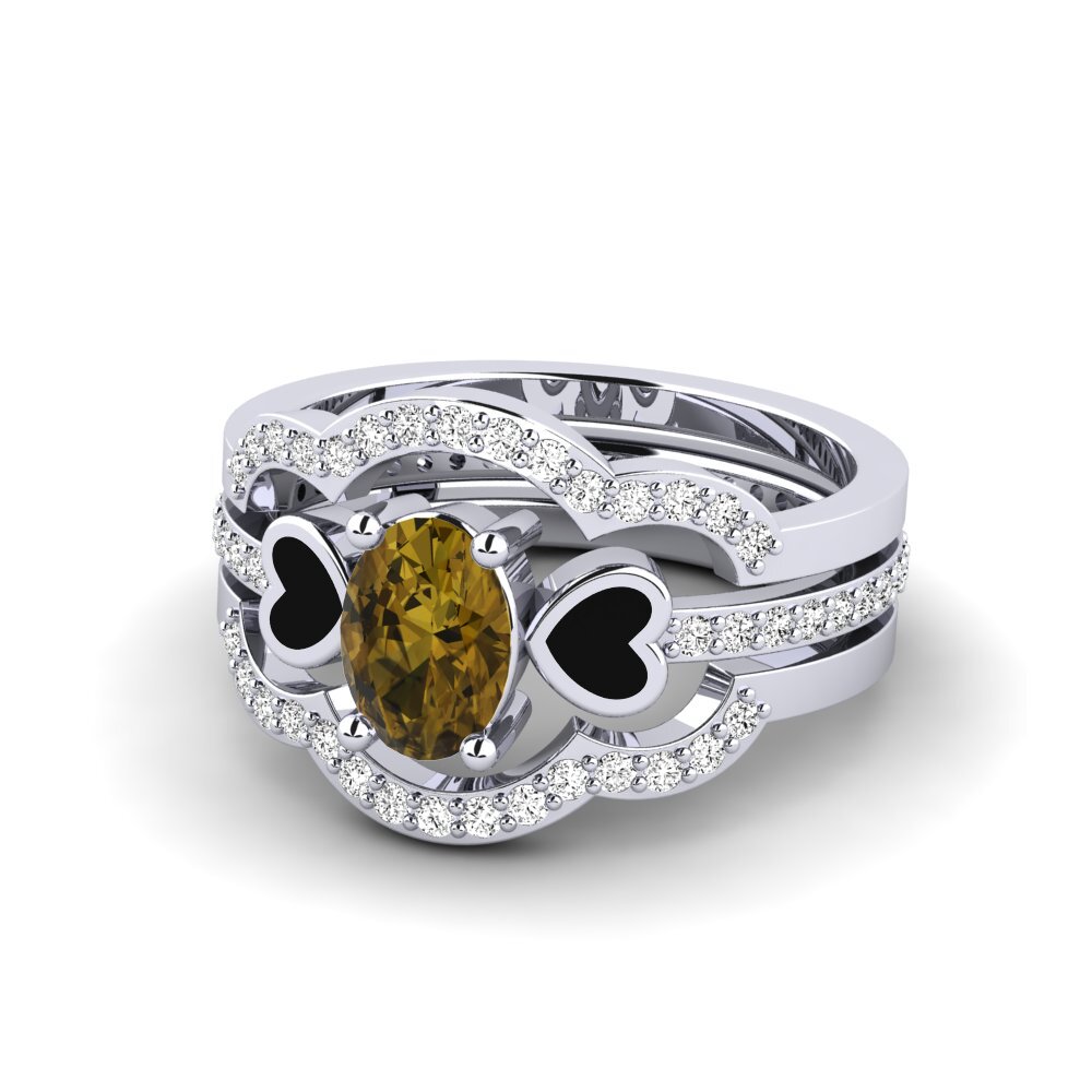 950 Platinum Brown Zircon Ring Vigetea - SET
