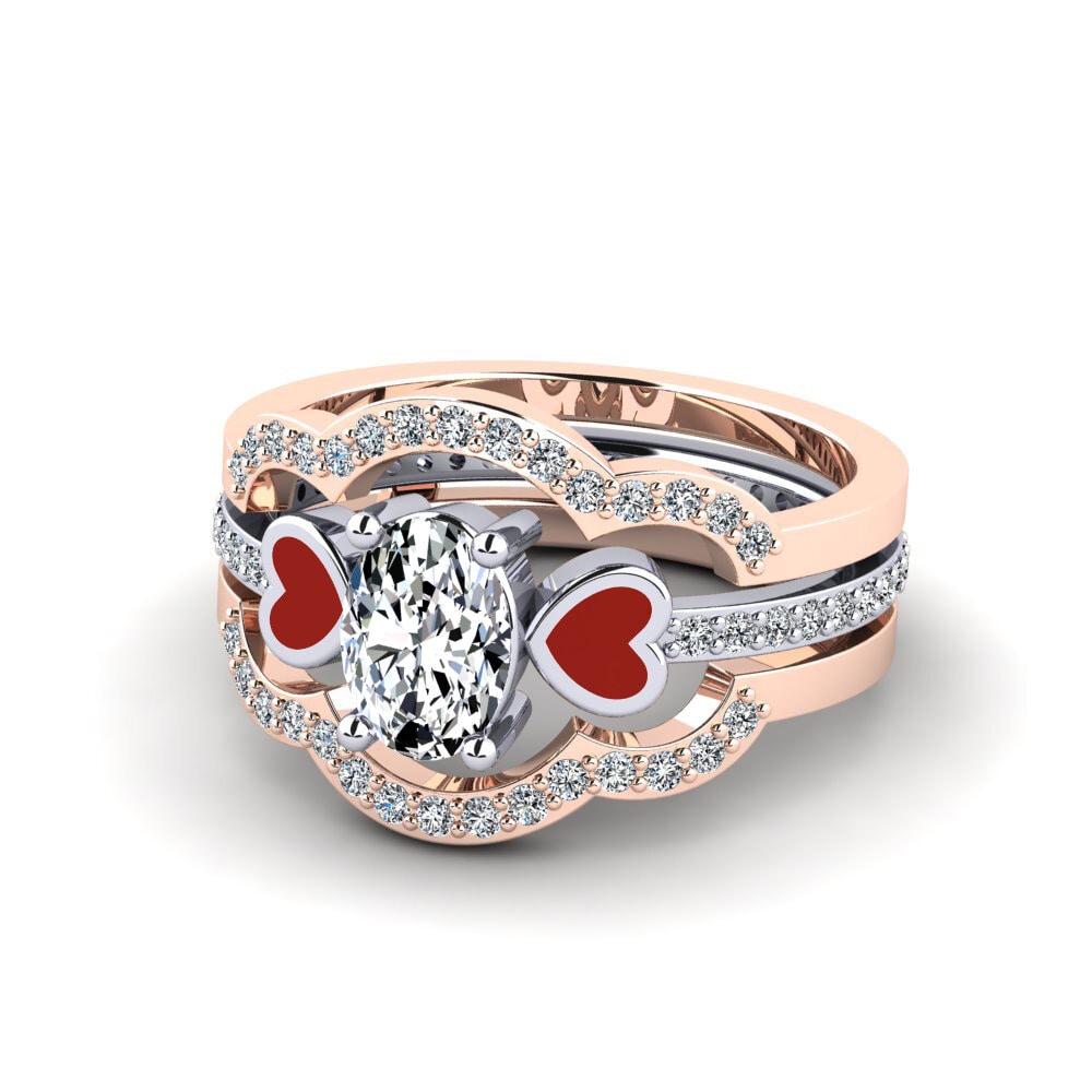 375 Rot & Weißgold Ring Vigetea - SET