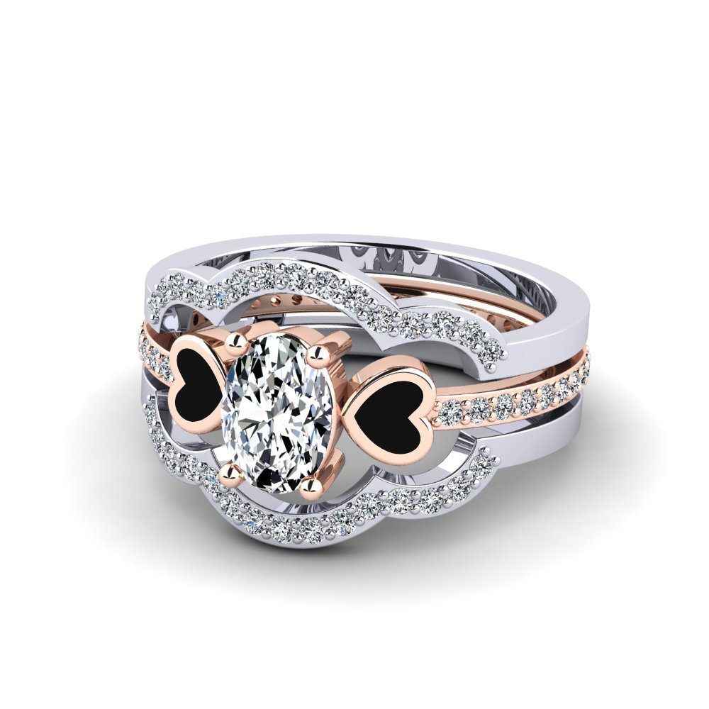 Or Blanc & Rose14k Bague Vigetea - SET