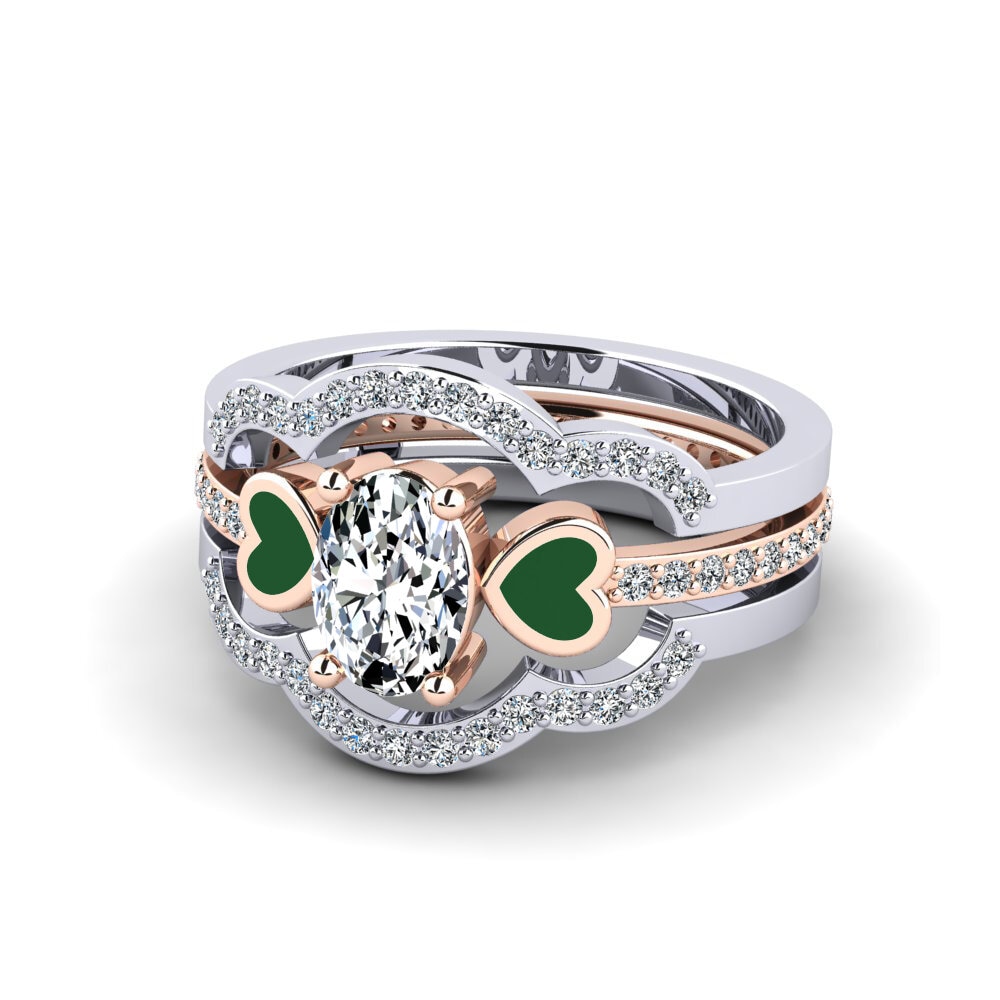 585 Weiß & Rotgold Ring Vigetea - SET