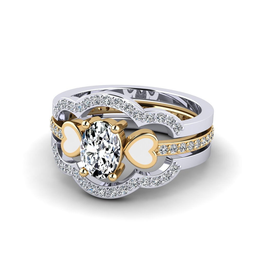 375 Weiß & Gelbgold Ring Vigetea - SET