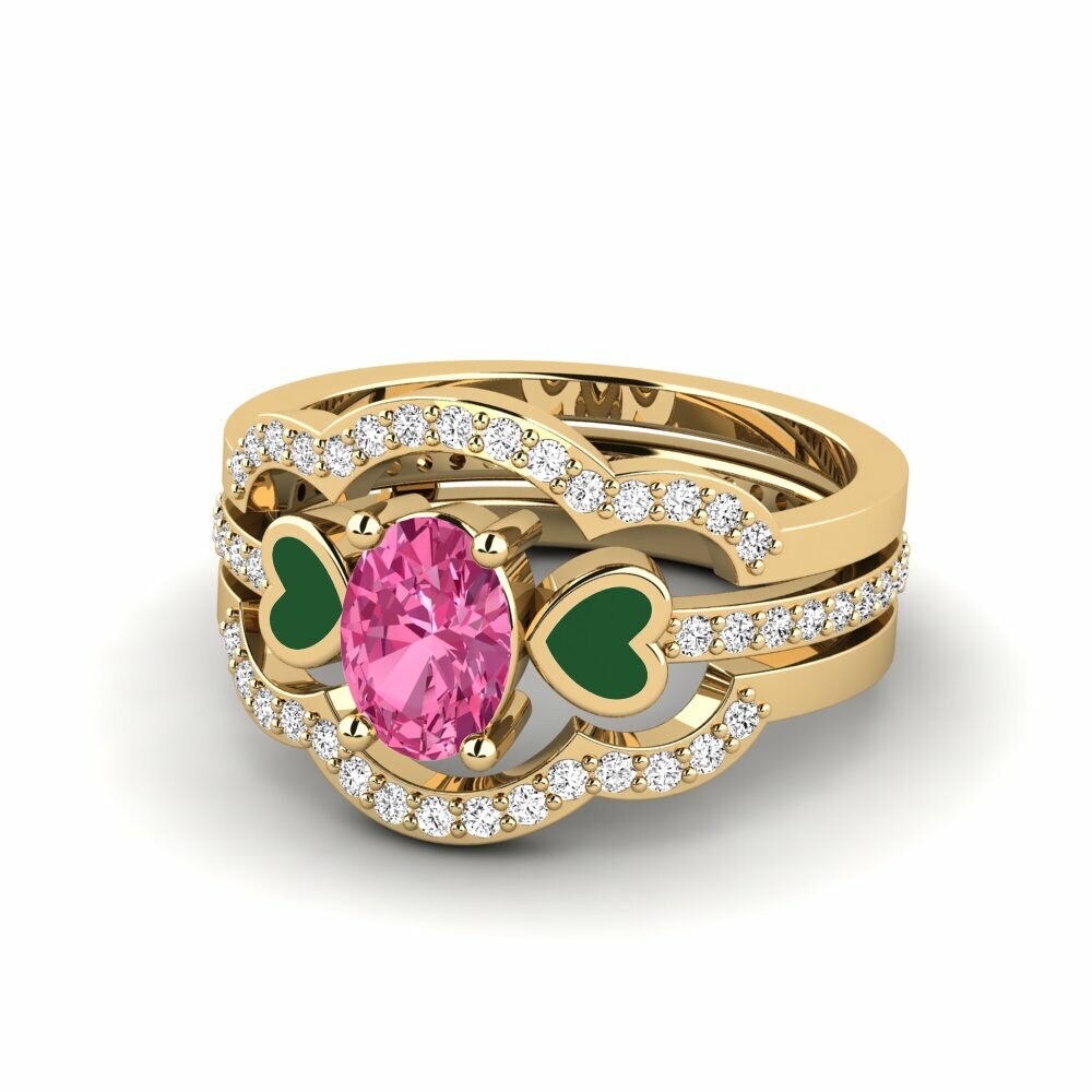 Tourmaline Rose Bague Vigetea - SET