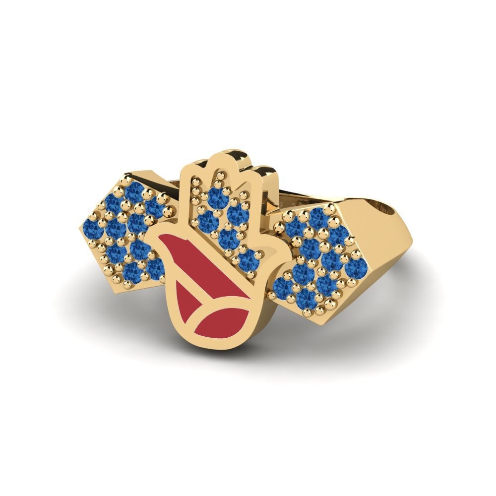 Dunkelblauer Zirkonia Pinker Ring Vikela