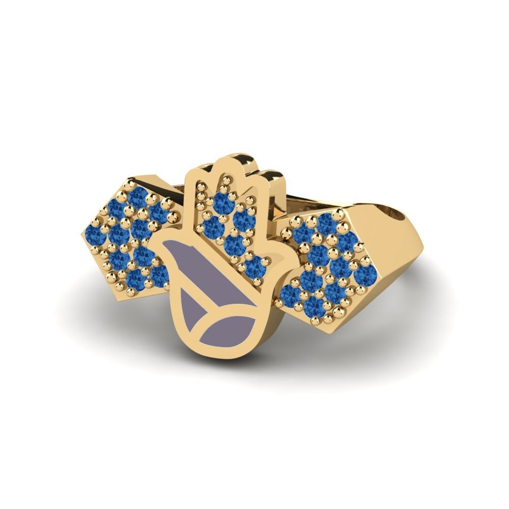 Dunkelblauer Zirkonia Pinker Ring Vikela