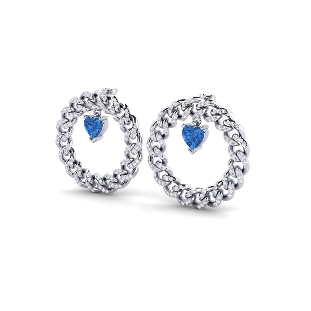 Zircônia azul escuro Brincos Feminino Vinaigrier