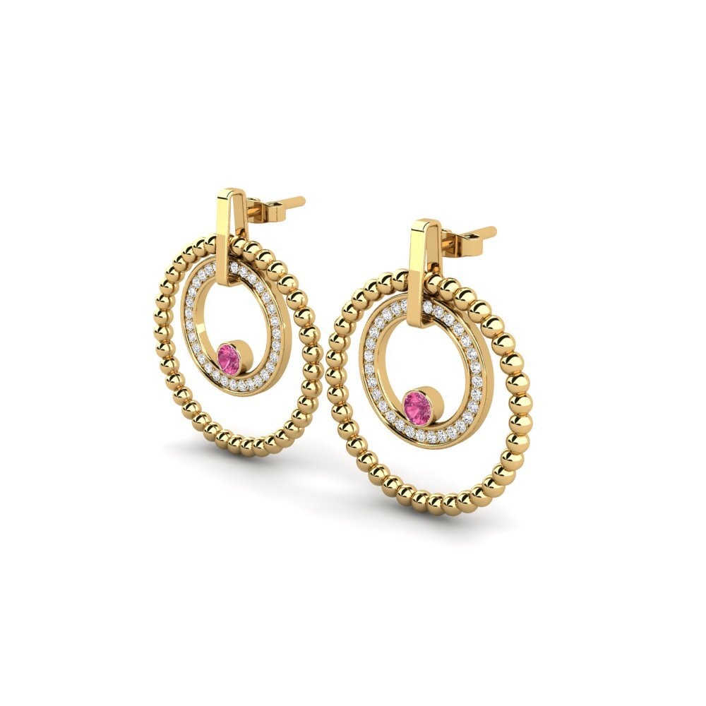 Đá Tourmaline Hồng / Bích tỷ Bông tai nữ Vinca