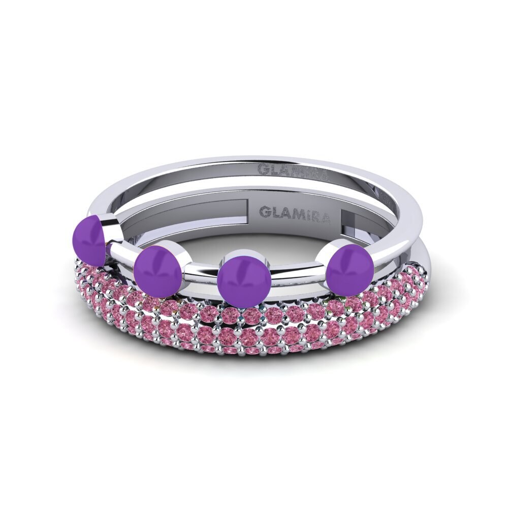 Granate Rhodolite Anillo apilable Vind