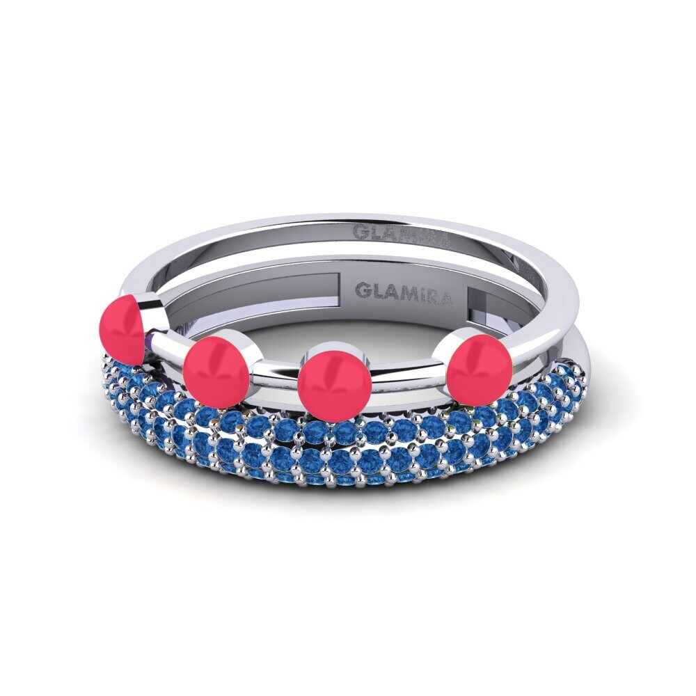 Dunkelblauer Zirkonia Stapelbarer Ring Vind