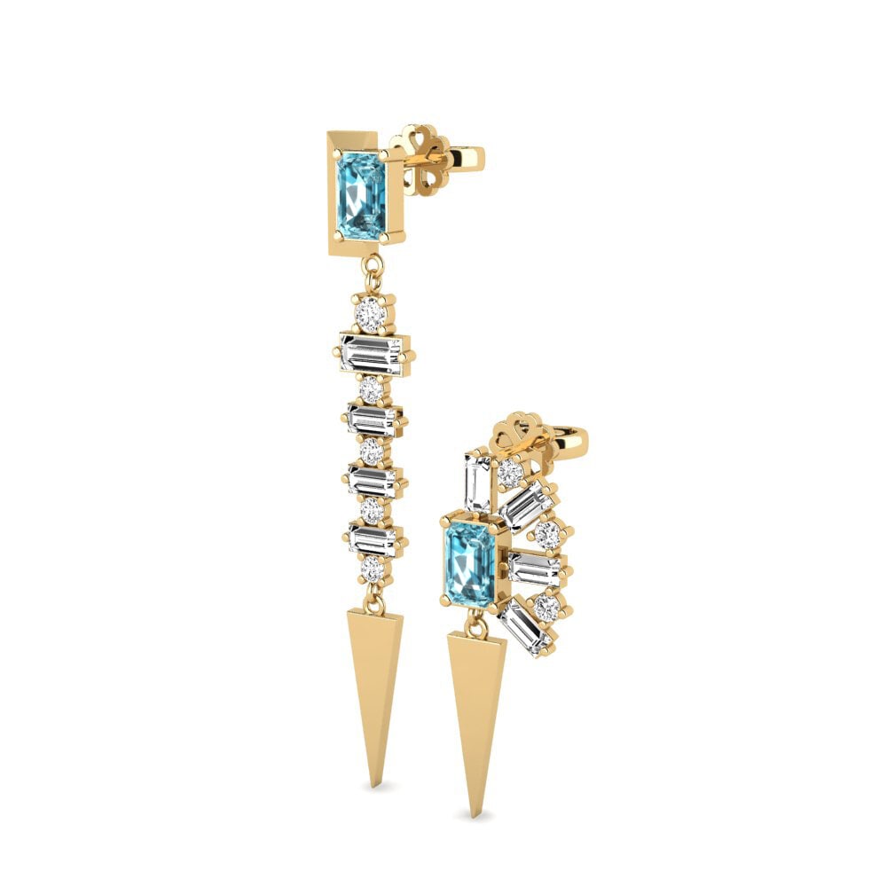 Esmeralda Zircão Azul Brincos Feminino Violaceae - SET