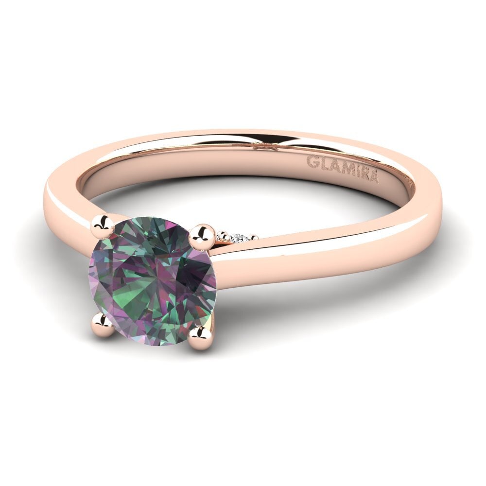 14k Oro Rosa Topacio Místico Anillo de compromiso Violet