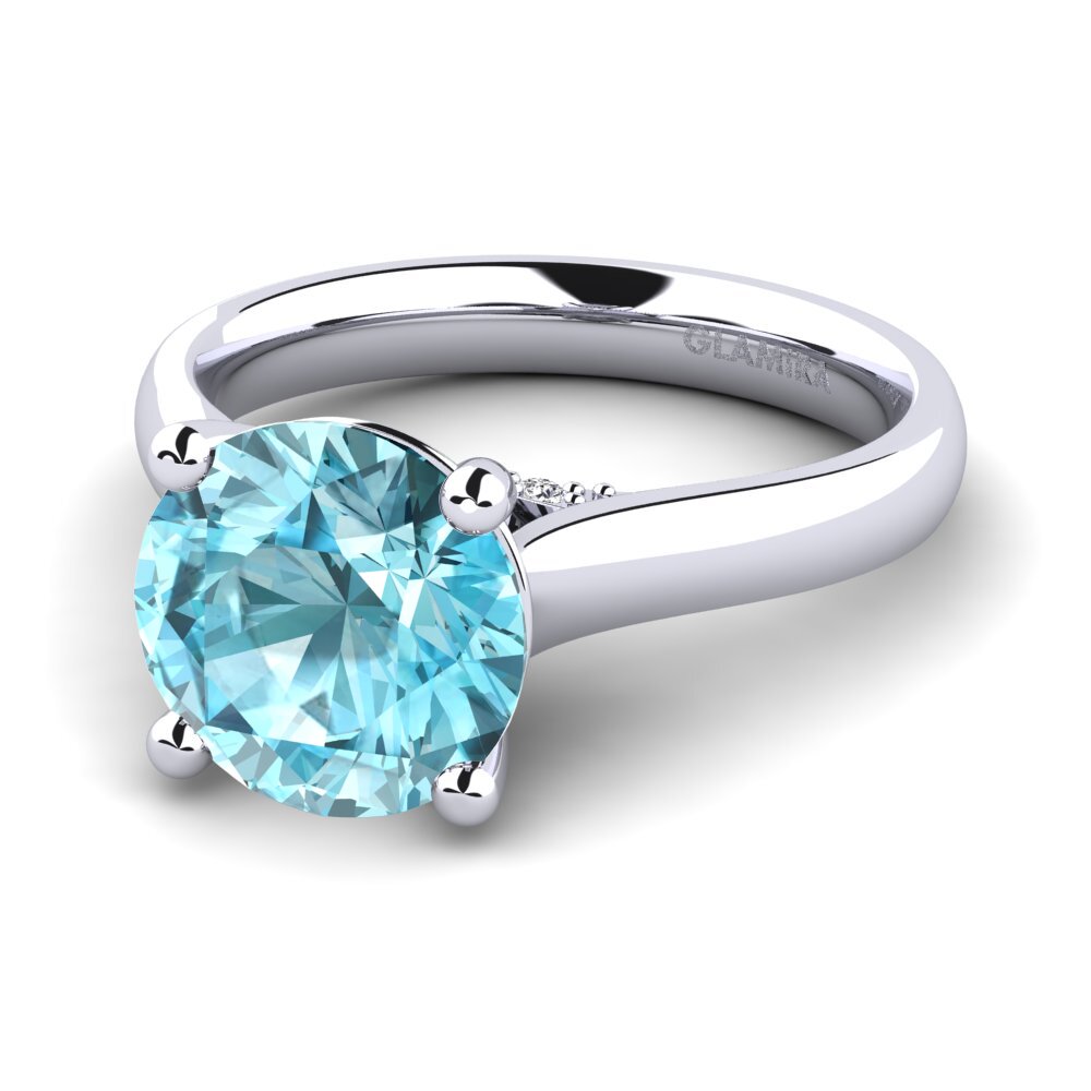 Blue Zircon Engagement Ring Violet 3.0 crt
