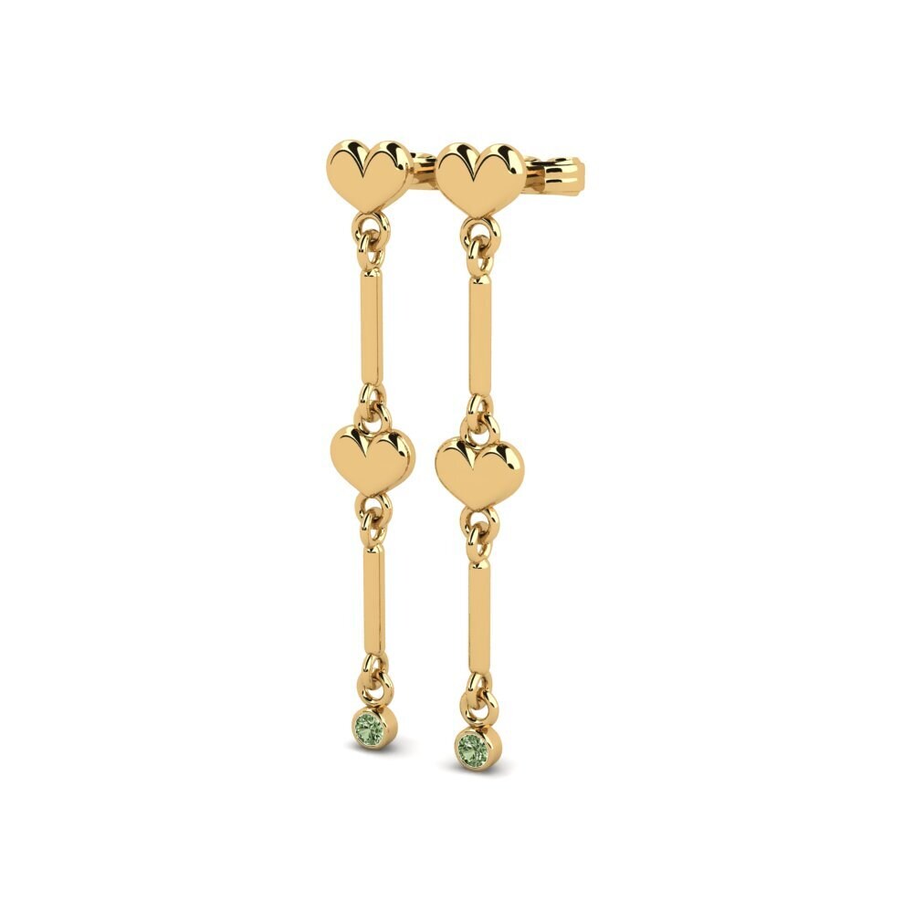 14ct Yellow Gold Green Diamond Women's Earring Violon