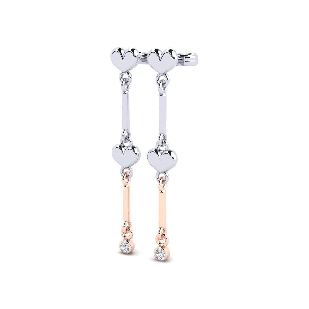 Oro Bianco & Rosso 375 Diamante cresciuto in laboratorio Orecchino da donna Violon