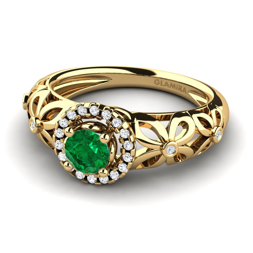 Esmeralda (creada en laboratorio) Anillo de compromiso Vivyan