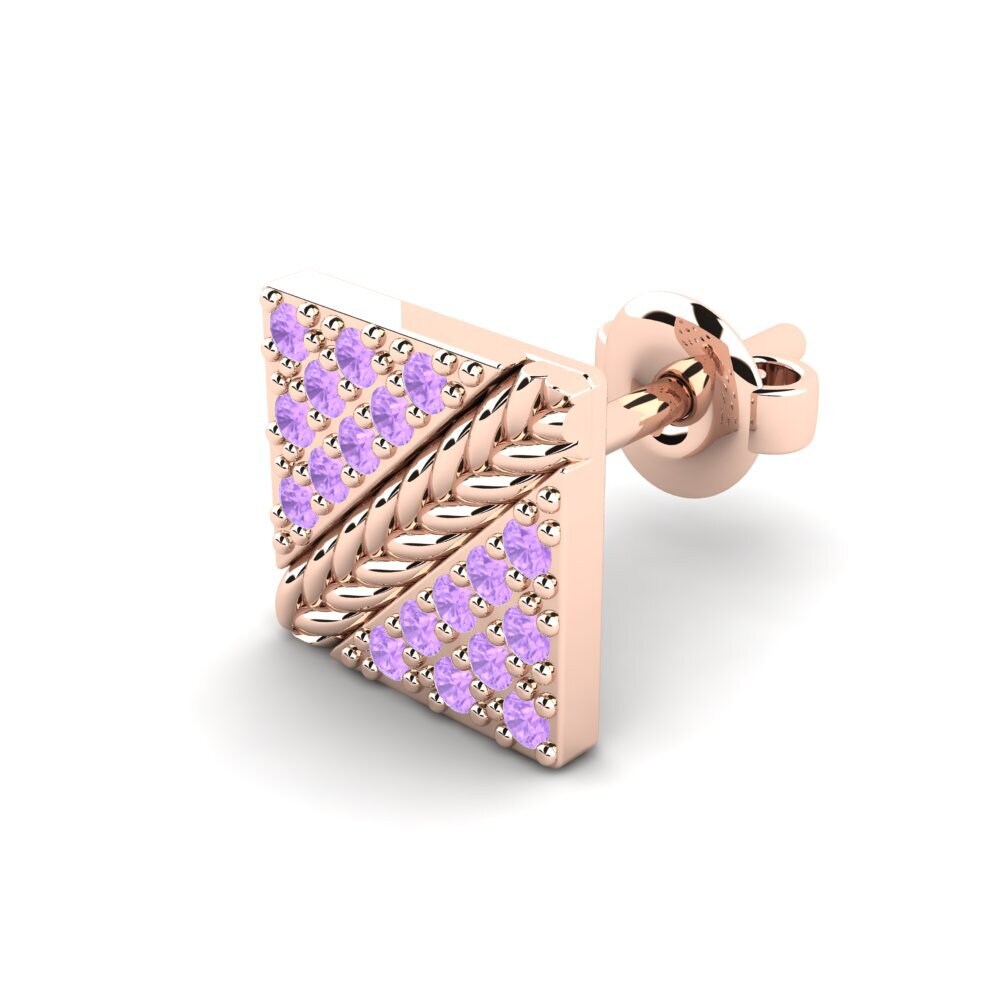 9k Oro Rosa Amatista Pendiente para hombre Voidrim