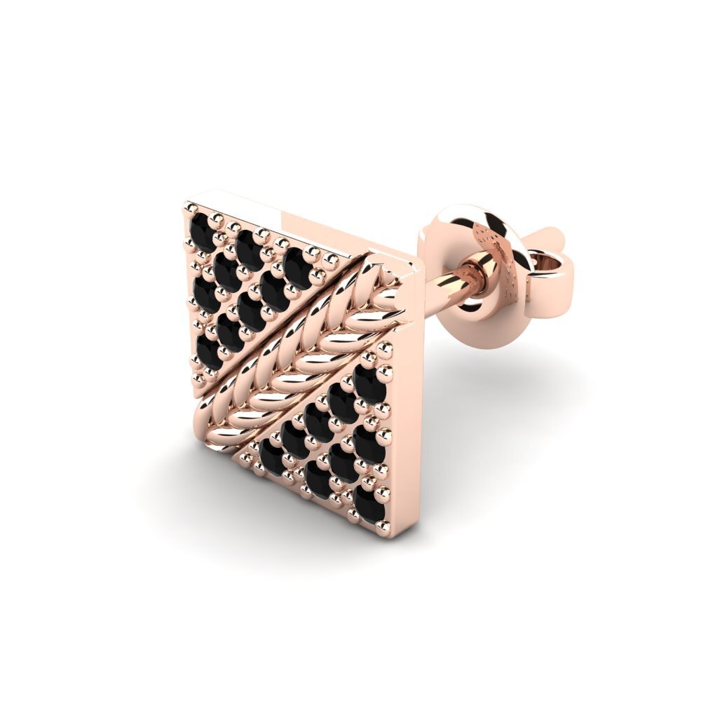 9ct Rose Gold Black Sapphire Men's Earring Voidrim