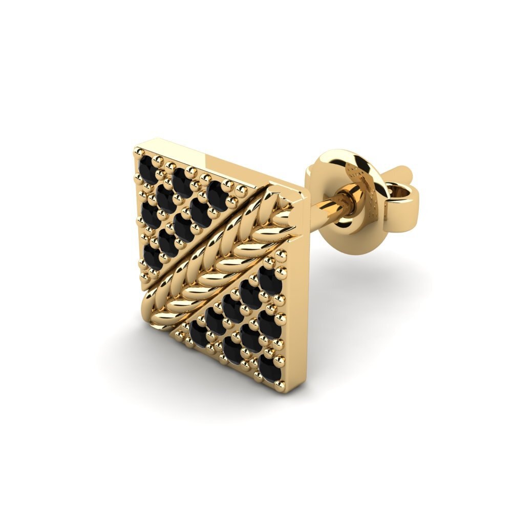 9k Oro Amarillo Zafiro negro Pendiente para hombre Voidrim