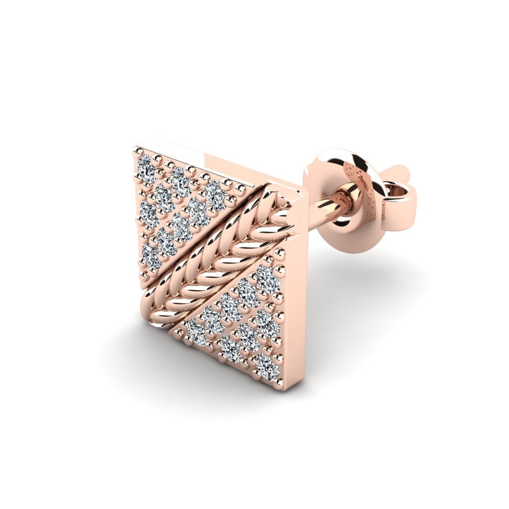 9k Oro Rosa Circonita Pendiente para hombre Voidrim