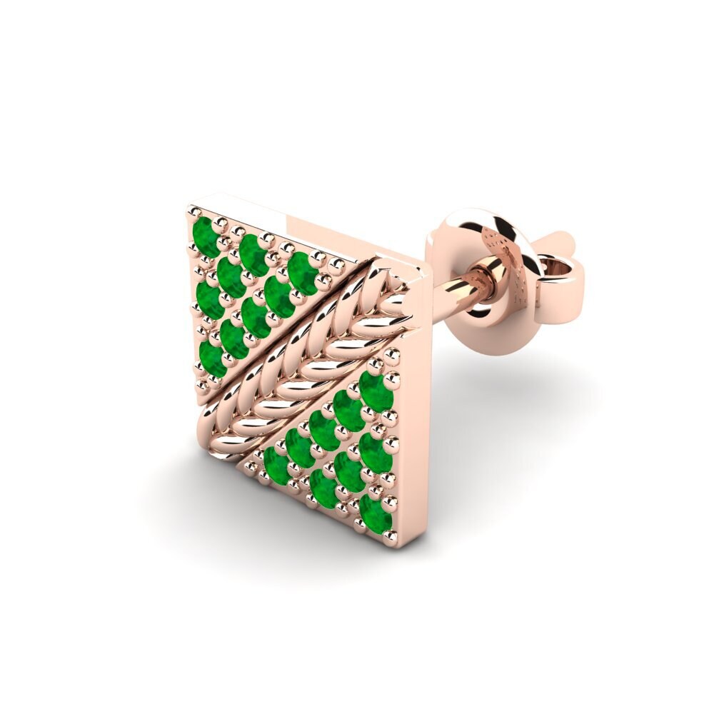 14ct Rose Gold Emerald Men's Earring Voidrim