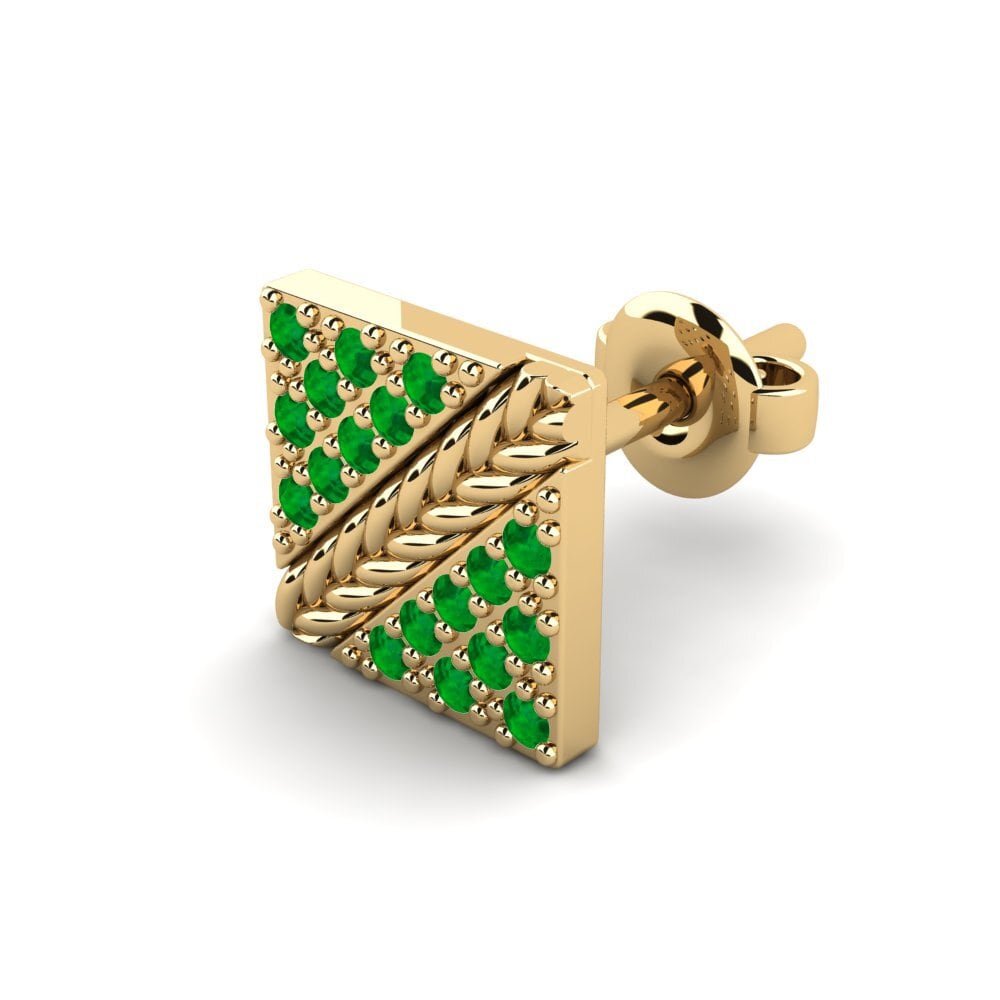 9ct Yellow Gold Emerald Men's Earring Voidrim
