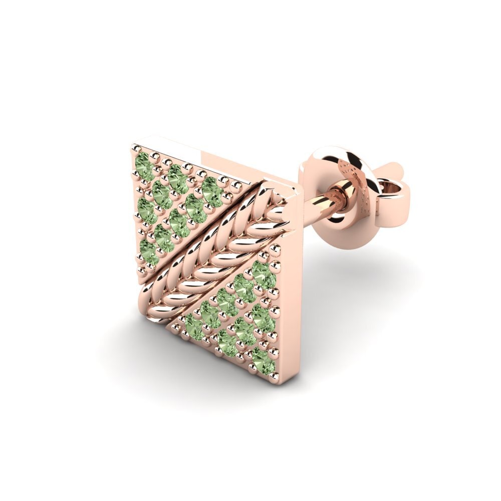 14ct Rose Gold Green Diamond Men's Earring Voidrim
