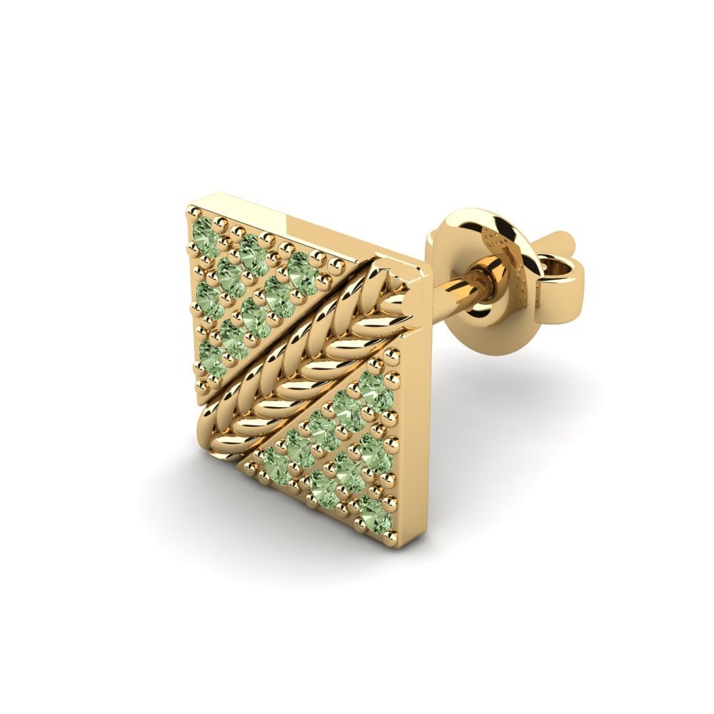 14ct Yellow Gold Green Diamond Men's Earring Voidrim