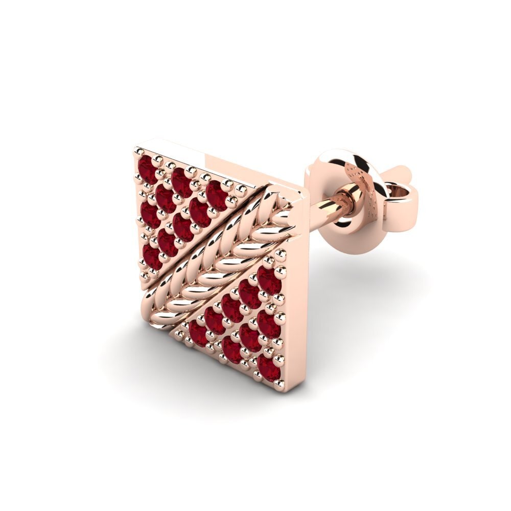 9k Oro Rosa Circonita Roja Pendiente para hombre Voidrim
