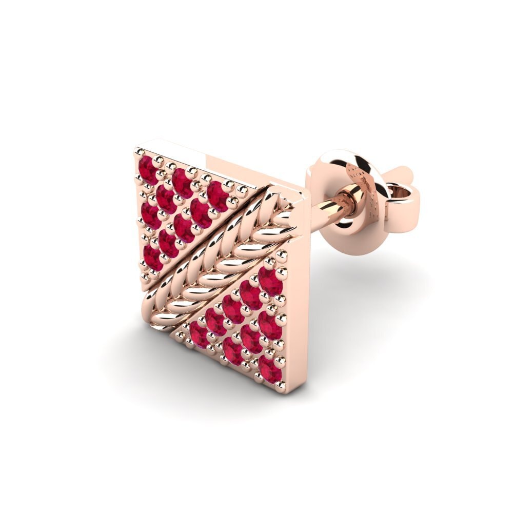 18ct Rose Gold Ruby Men's Earring Voidrim