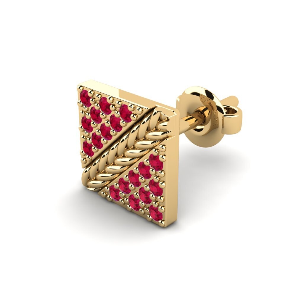 14ct Yellow Gold Ruby Men's Earring Voidrim