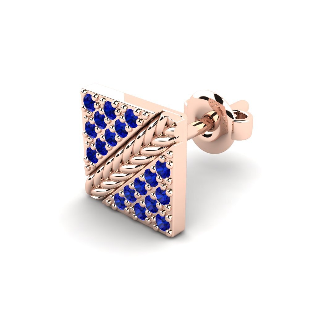 14ct Rose Gold Sapphire Men's Earring Voidrim