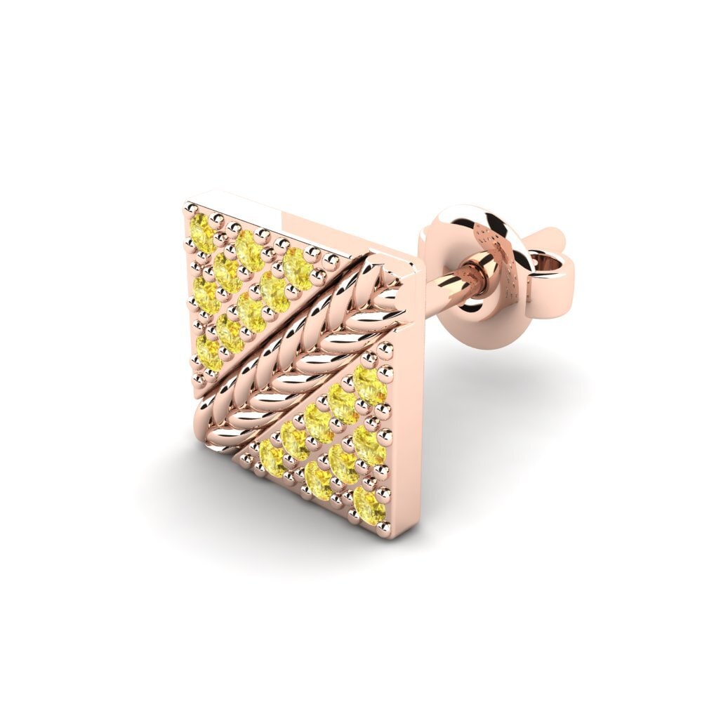 9ct Rose Gold Yellow Sapphire Men's Earring Voidrim