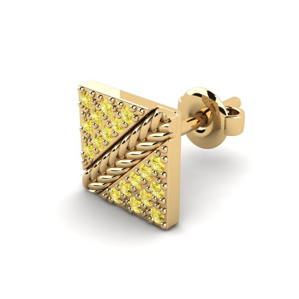14ct Yellow Gold Yellow Sapphire Men's Earring Voidrim