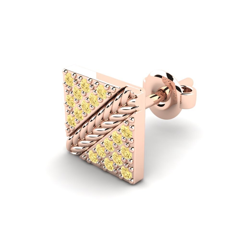 14ct Rose Gold Yellow Diamond Men's Earring Voidrim