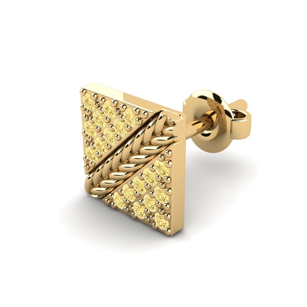 14ct Yellow Gold Yellow Diamond Men's Earring Voidrim