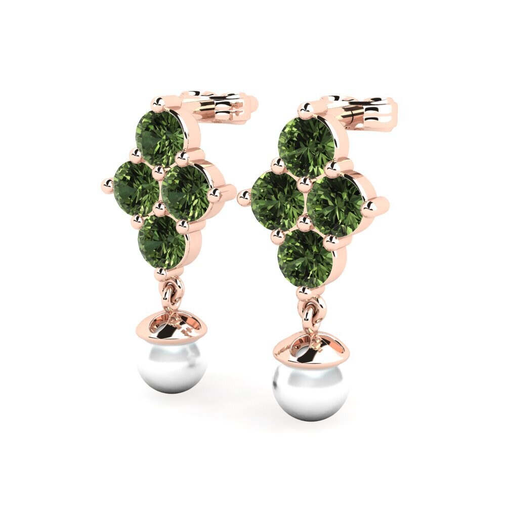 9ct Rose Gold Green Sapphire Women's Earring Volare