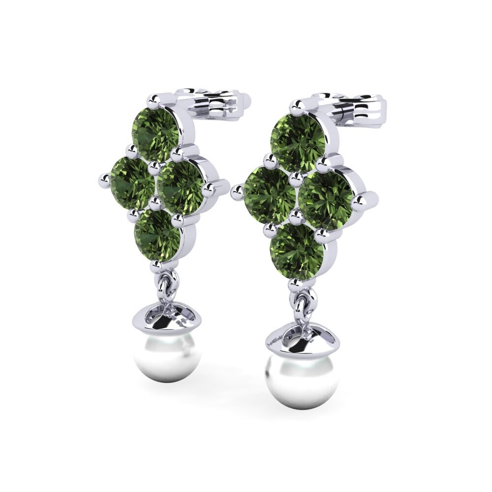 14ct White Gold Green Sapphire Women's Earring Volare