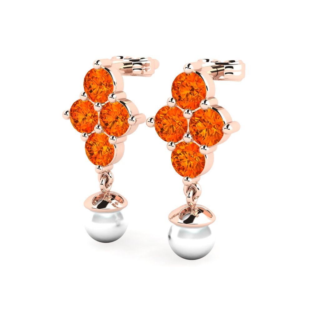 14ct Rose Gold Orange Sapphire Women's Earring Volare