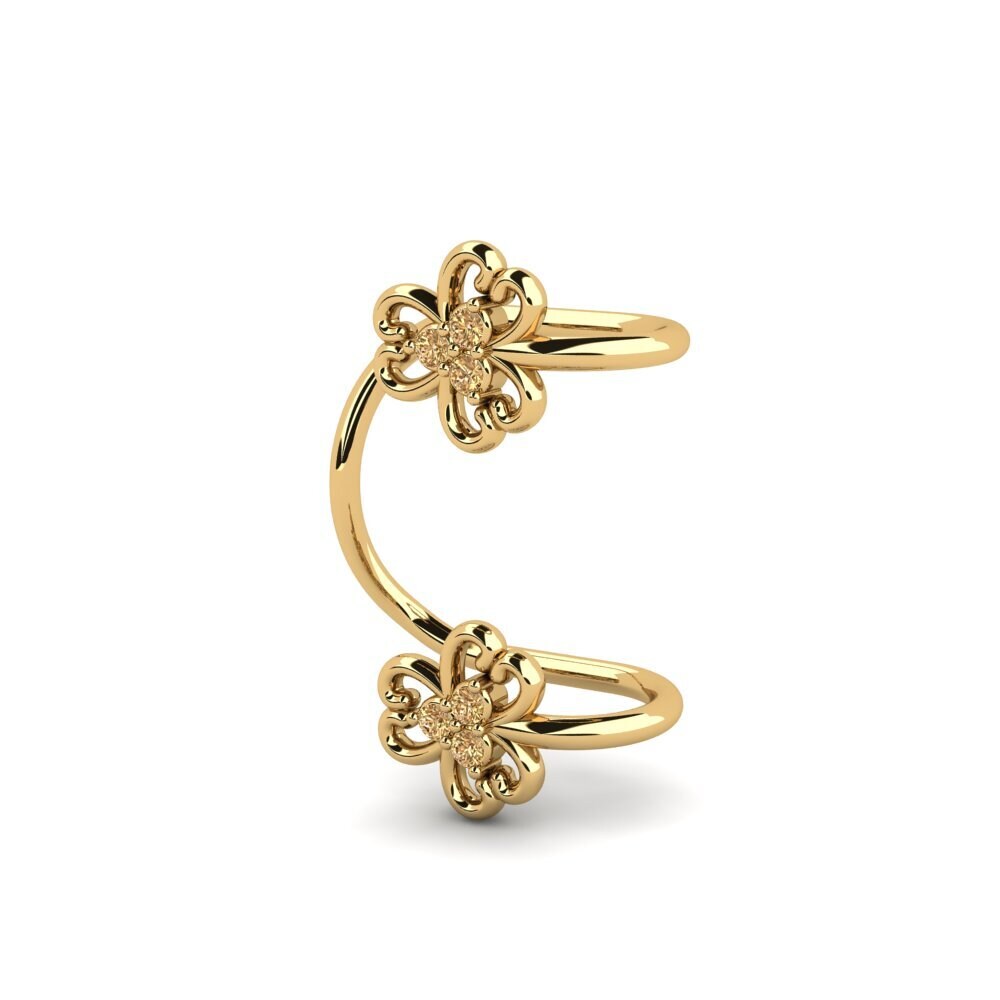 14ct Yellow Gold Brown Diamond Women's Earring Volige