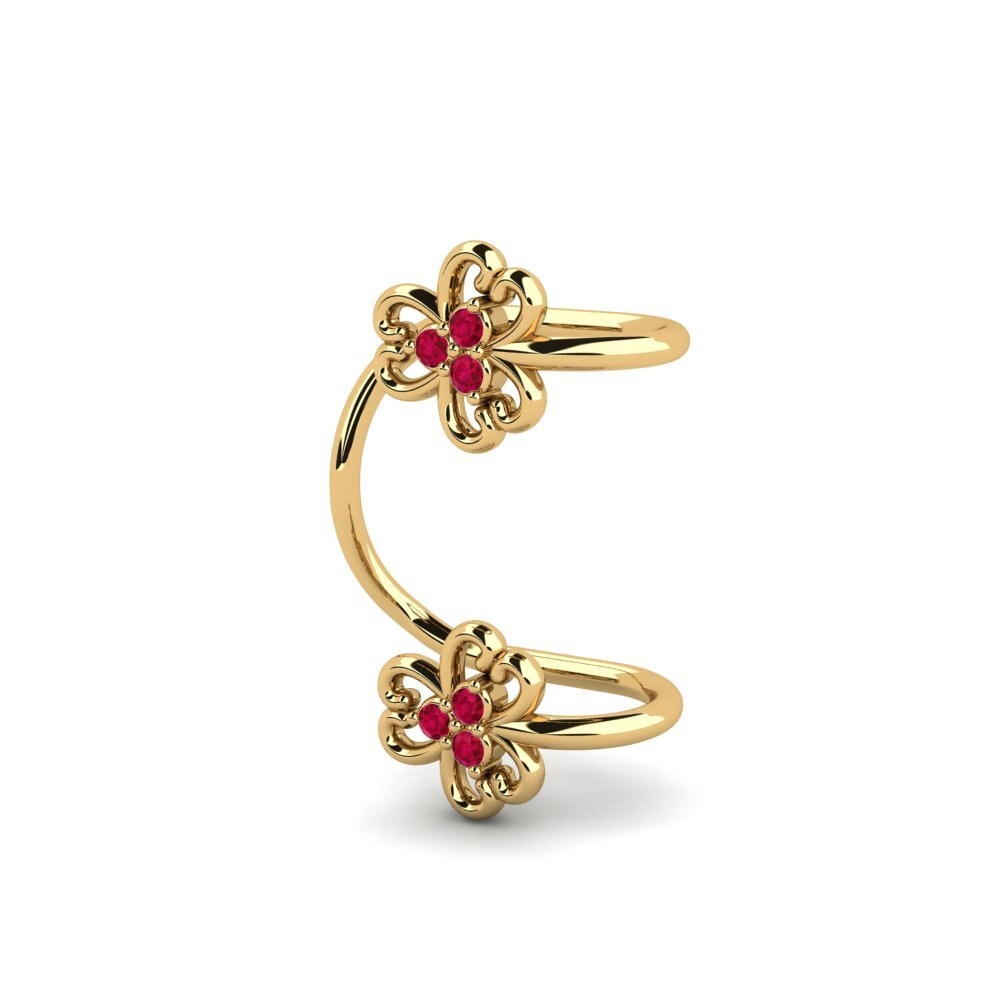 14ct Yellow Gold Ruby Women's Earring Volige