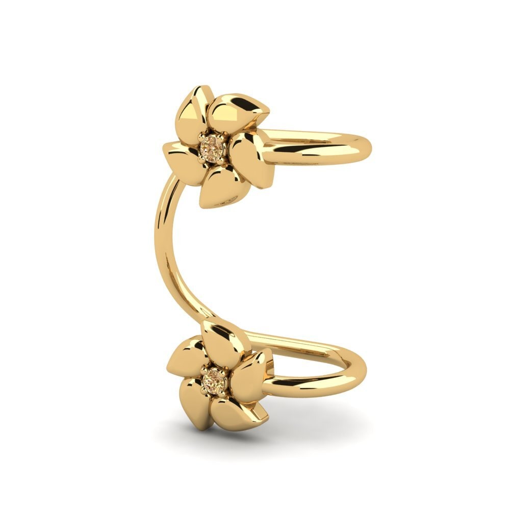 14ct Yellow Gold Brown Diamond Women's Earring Volontiers