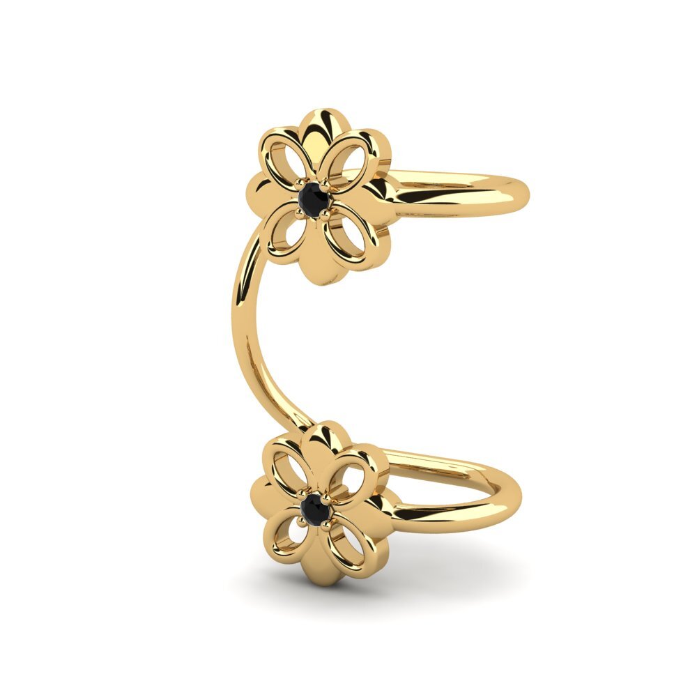 14k Oro Amarillo Diamante Negro Pendiente de mujer Voltigeur