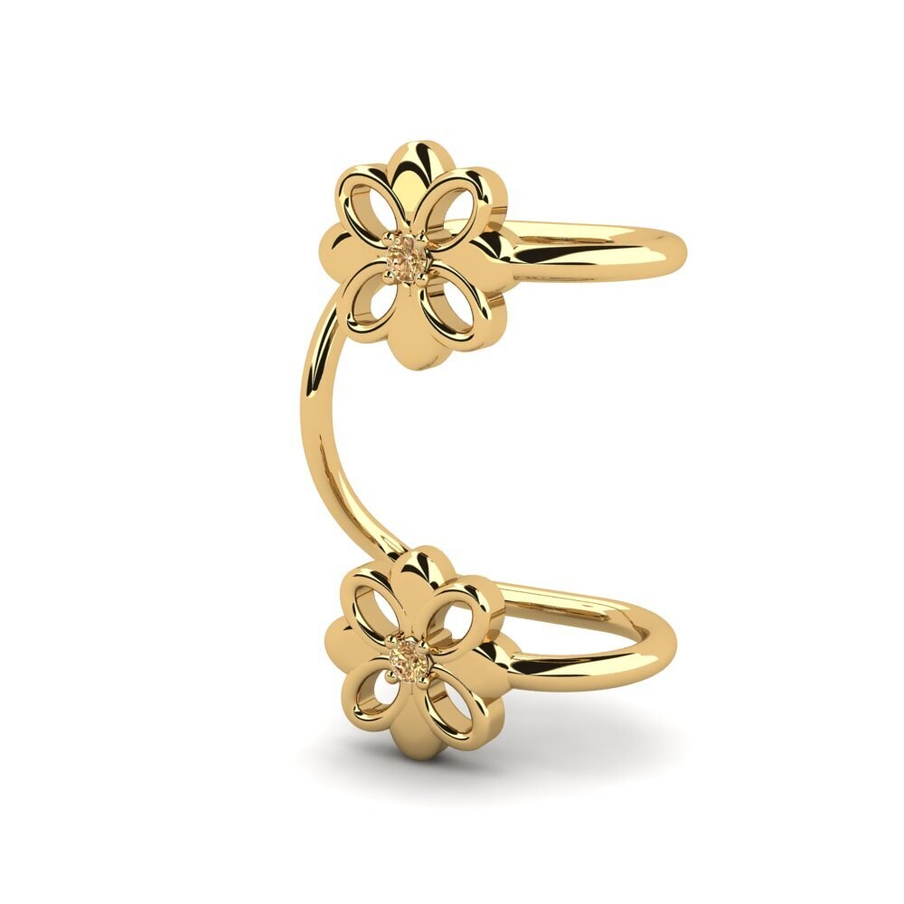 14ct Yellow Gold Brown Diamond Women's Earring Voltigeur
