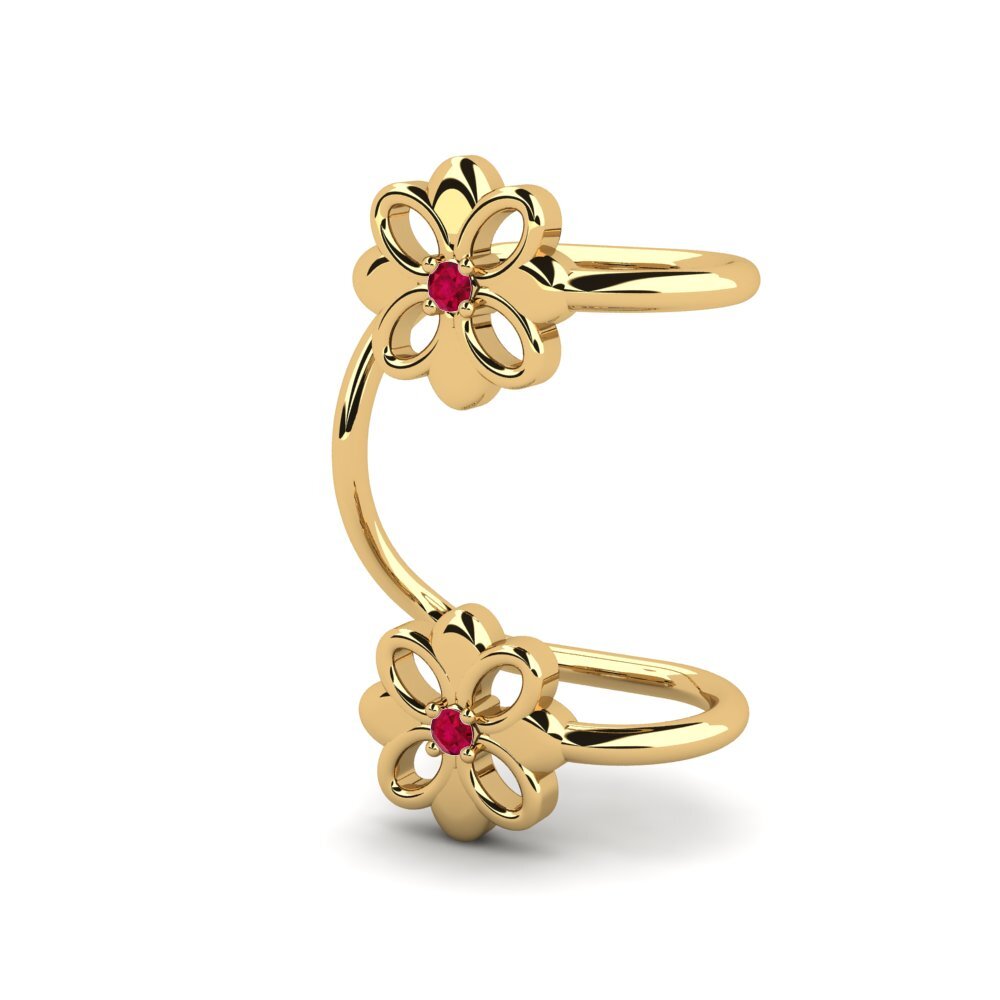 14ct Yellow Gold Ruby Women's Earring Voltigeur
